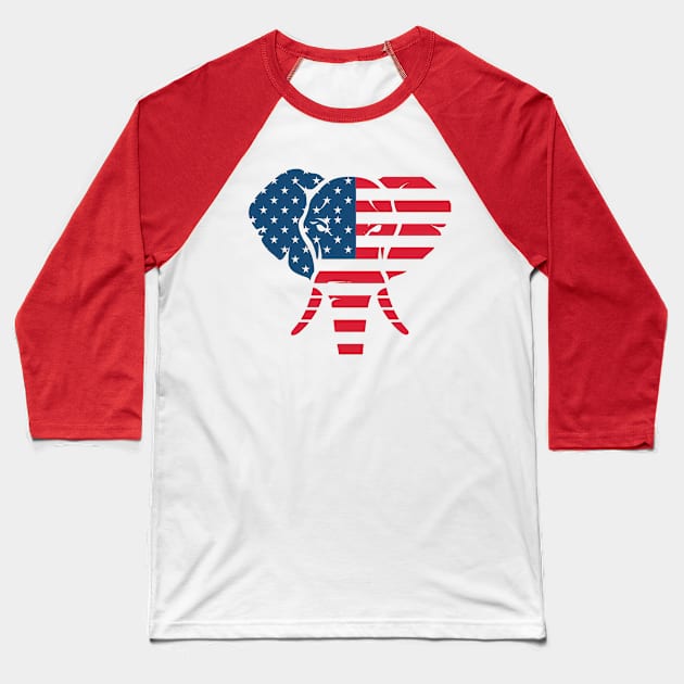 Republican Elephant Baseball T-Shirt by TooplesArt